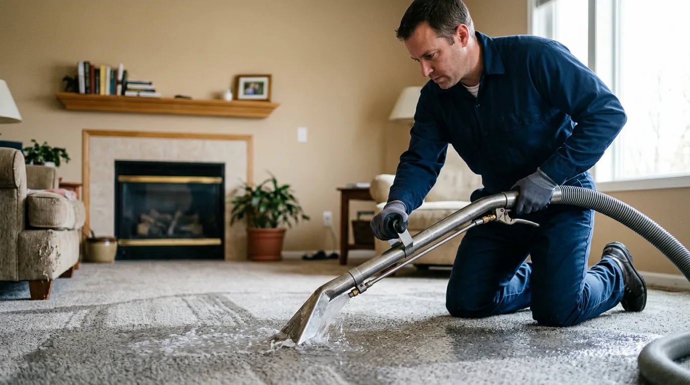Water damage restoration technician working near Scottville, MI